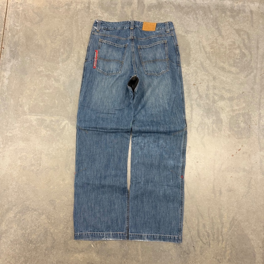 Y2K Mens Icon Victory Motorcycle Denim Jeans Moto Streetwear 34